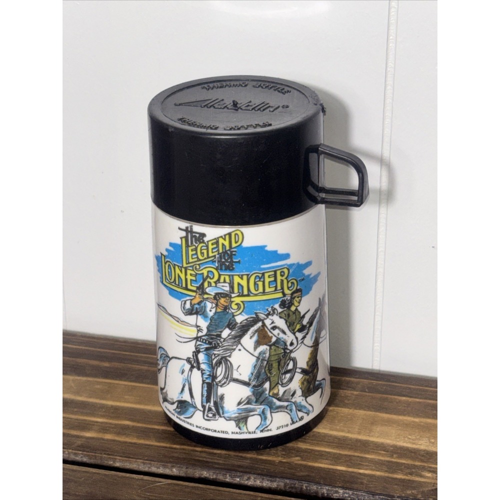 VINTAGE THE LONE RANGER POP TOP THERMOS BY ALADDIN- 1980